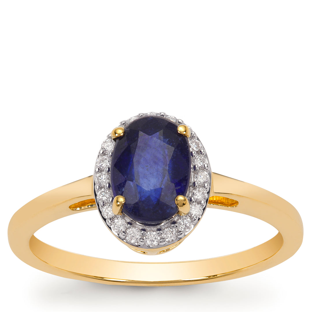 Classic Gold Ring with Blue Sapphire and Diamond(BZNK25)