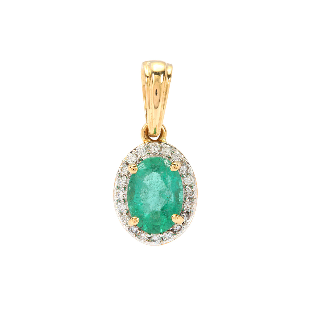 Emerald and Diamond Pendant in 14KY Gold(IGNK72)