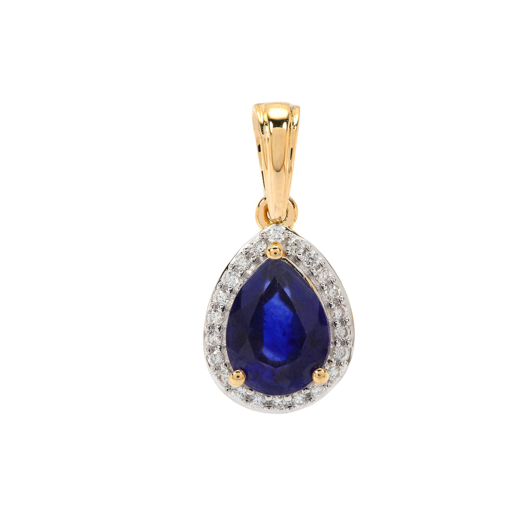 Classic Gold Pendant with Blue Sapphire and Diamond(PENK23)