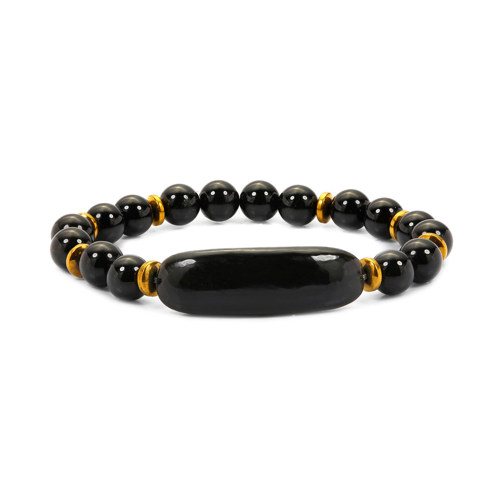 Designer Bracelet in Black Obsidian and Hematite