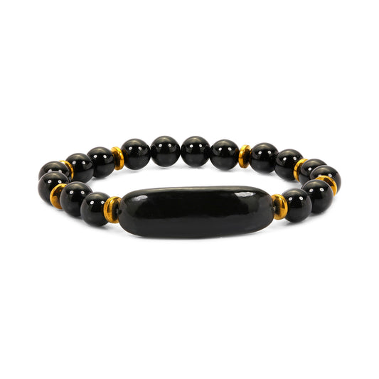 Signature Bracelet in Black Obsidian and Hematite