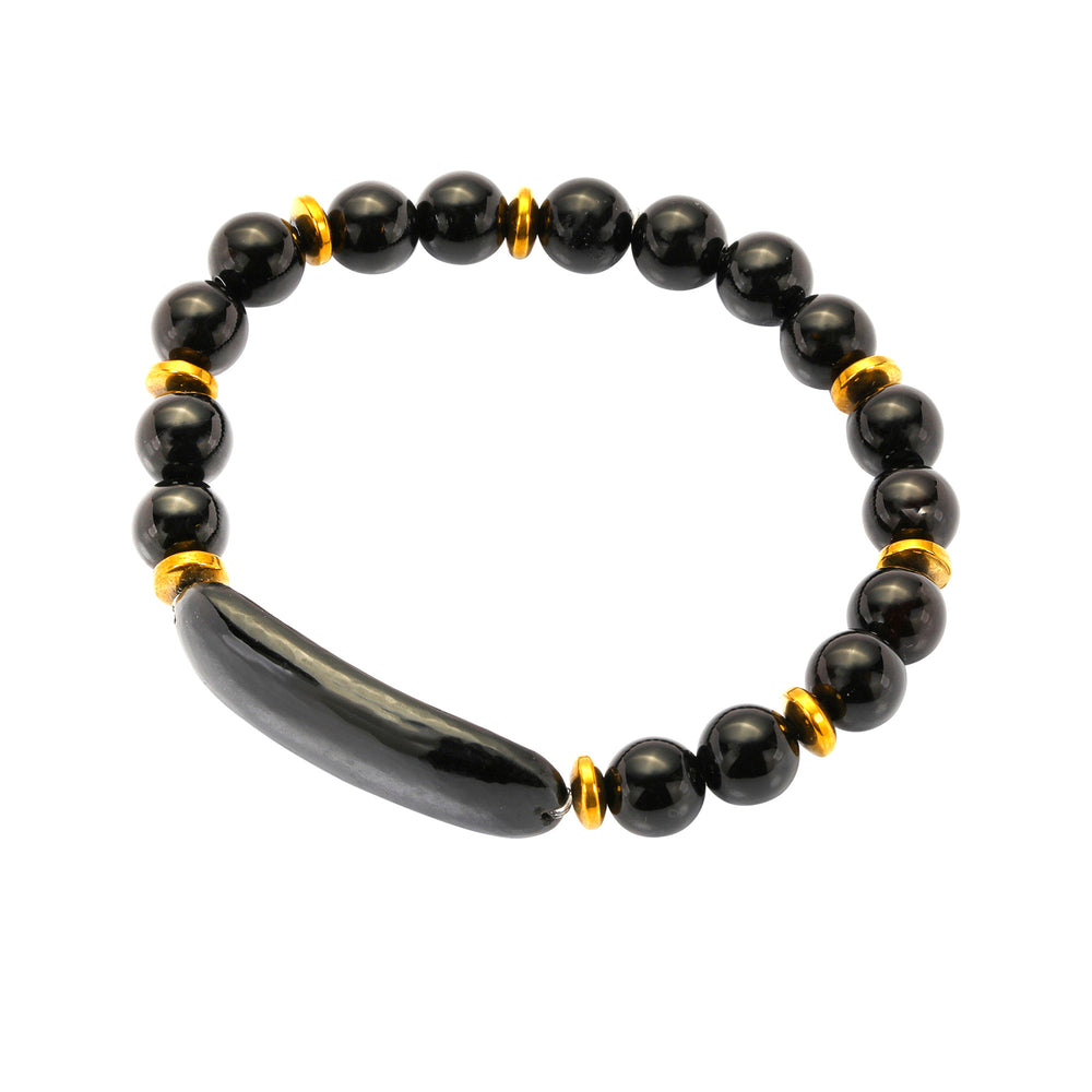 Designer Bracelet in Black Obsidian and Hematite