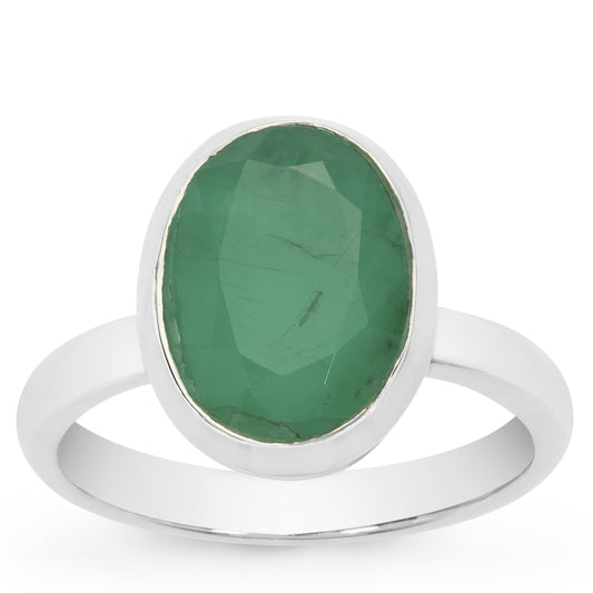 Natural Emerald (Panna) Ring in Sterling Silver (RESS)