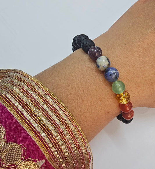 7 Chakra Bracelet with Lava