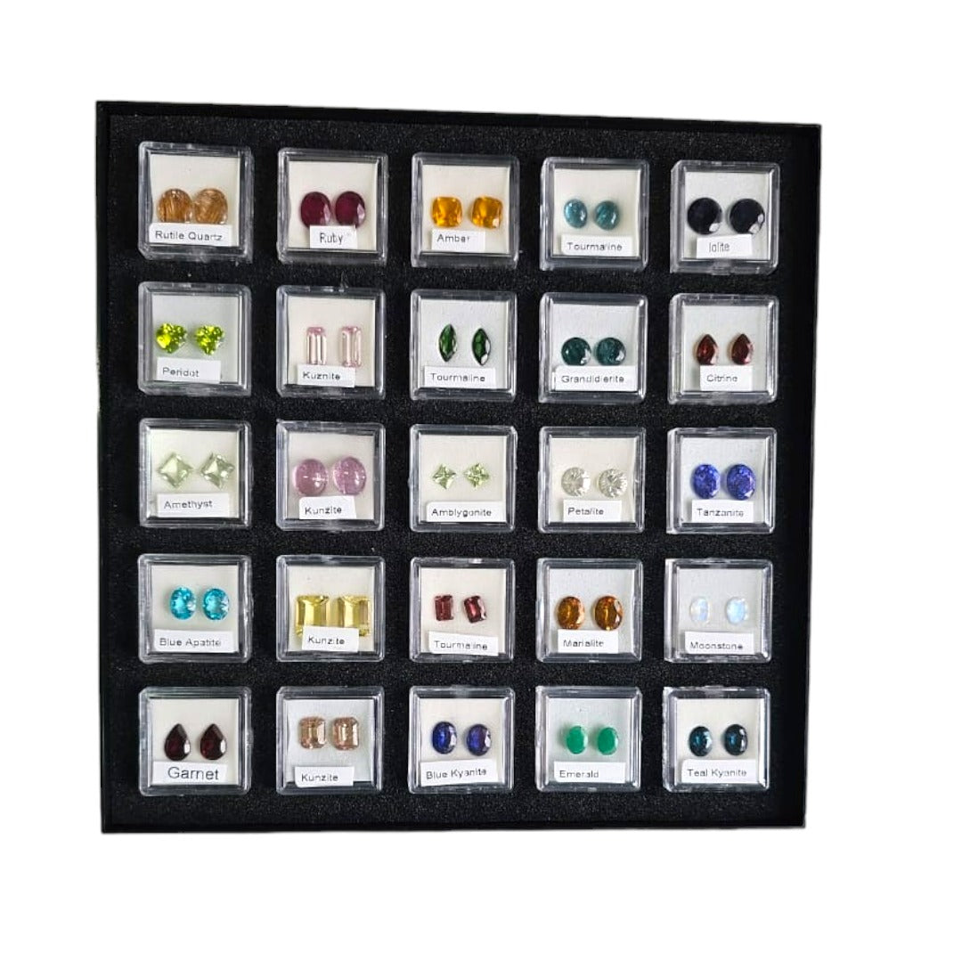 25 Earring Pairs Natural Gemstone Box 106 Carats