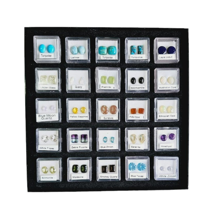 25 Earring Pairs Natural Gemstone Box 117 Carats