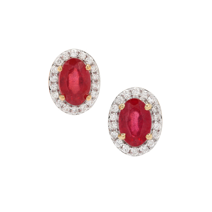 Classic Gold Earring with Ruby and Diamond(AINK84)
