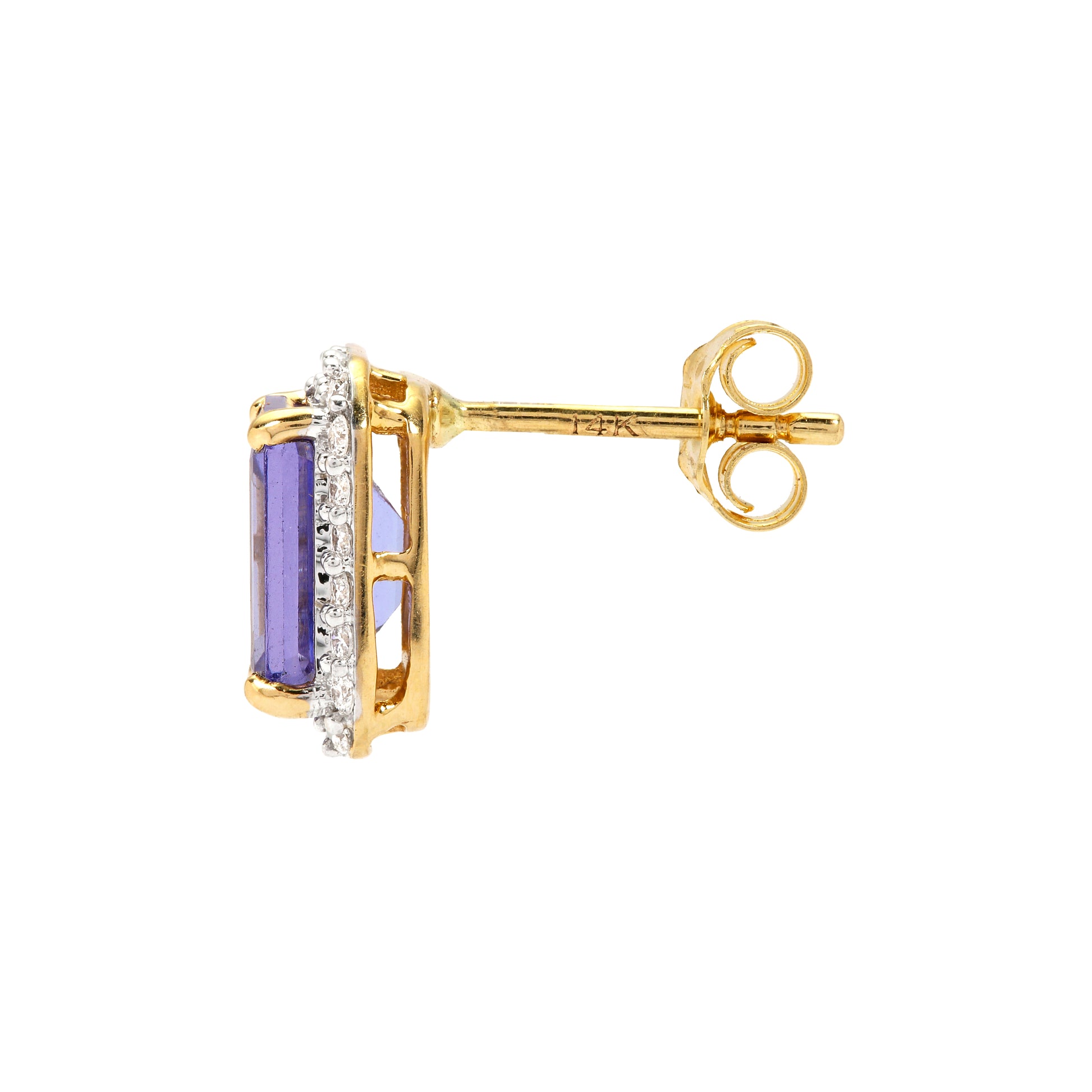 Tanzanite and Diamond Earring Studs in 14k Gold (AONK01T)