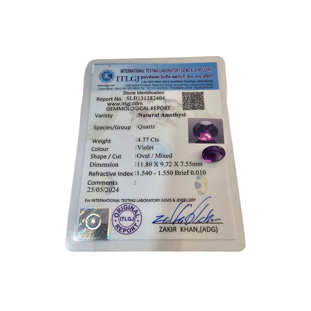 Certified Amethyst 4.77 Carats