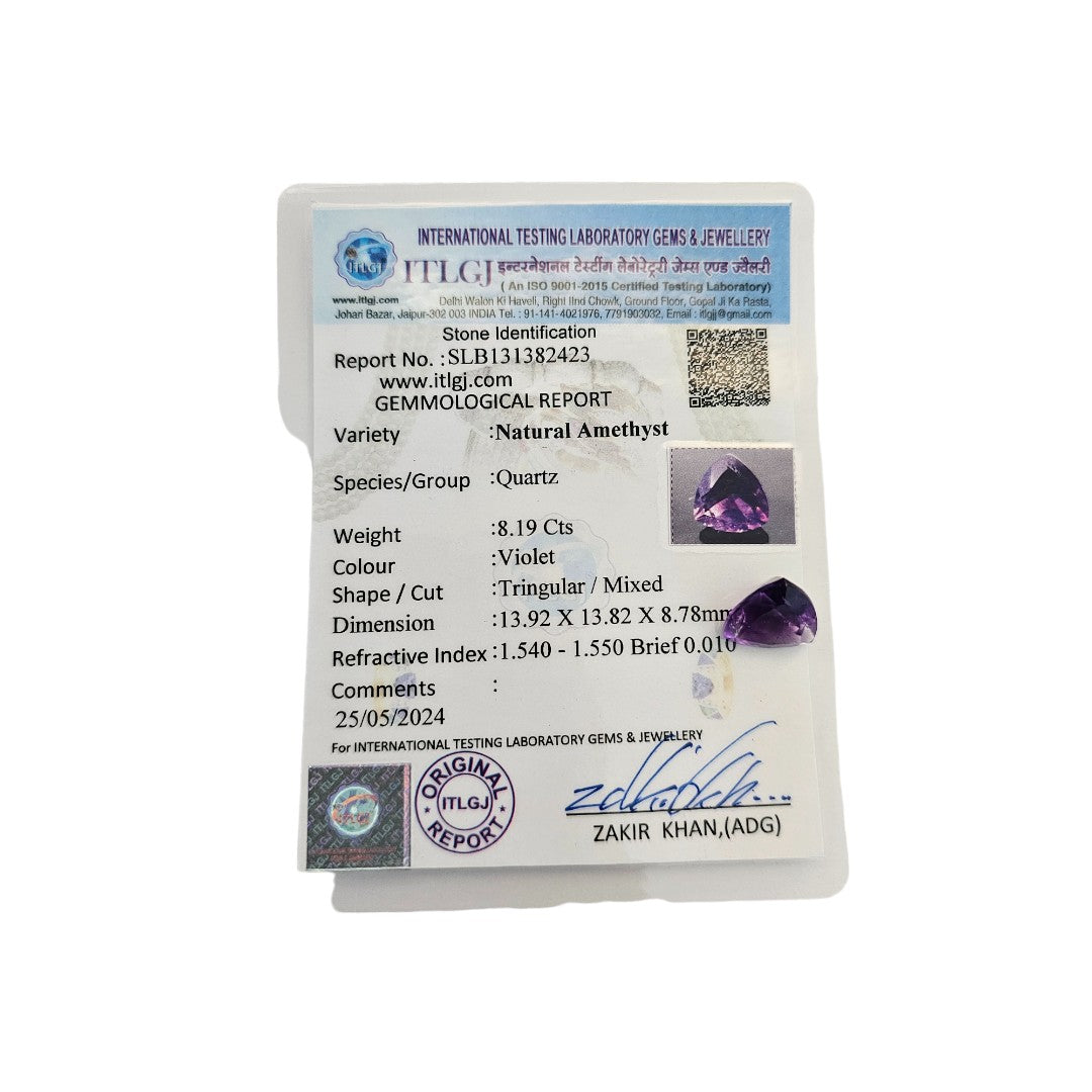 Certified Amethyst 8.19 Carats