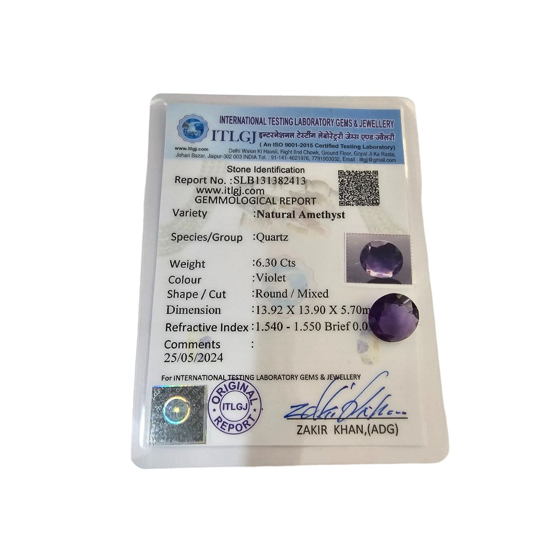 Certified Amethyst 6.30 Carats