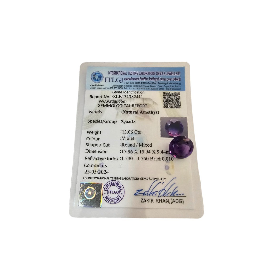 Certified Amethyst 13.06 Carats