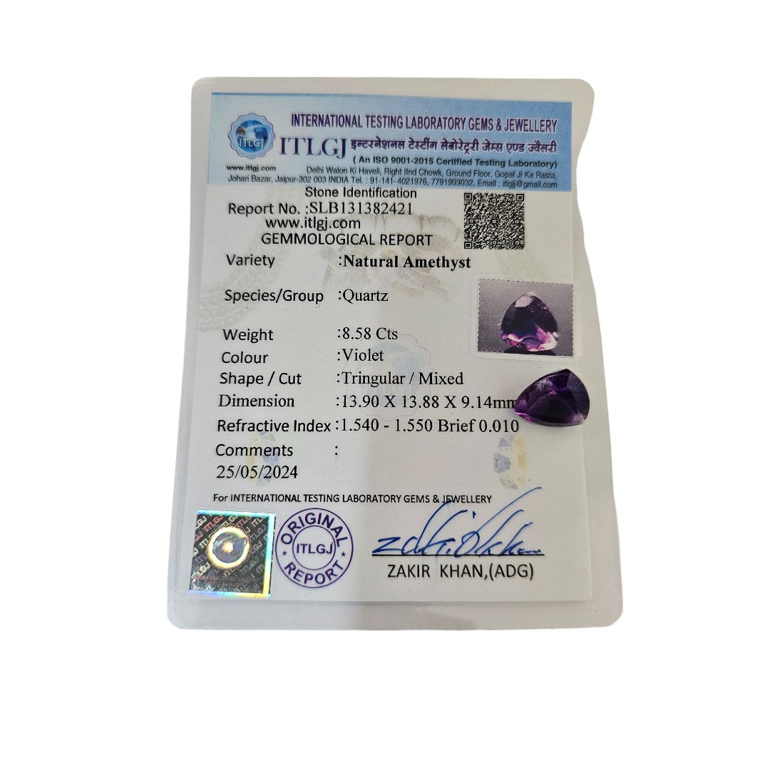 Certified Amethyst 8.58 Carats