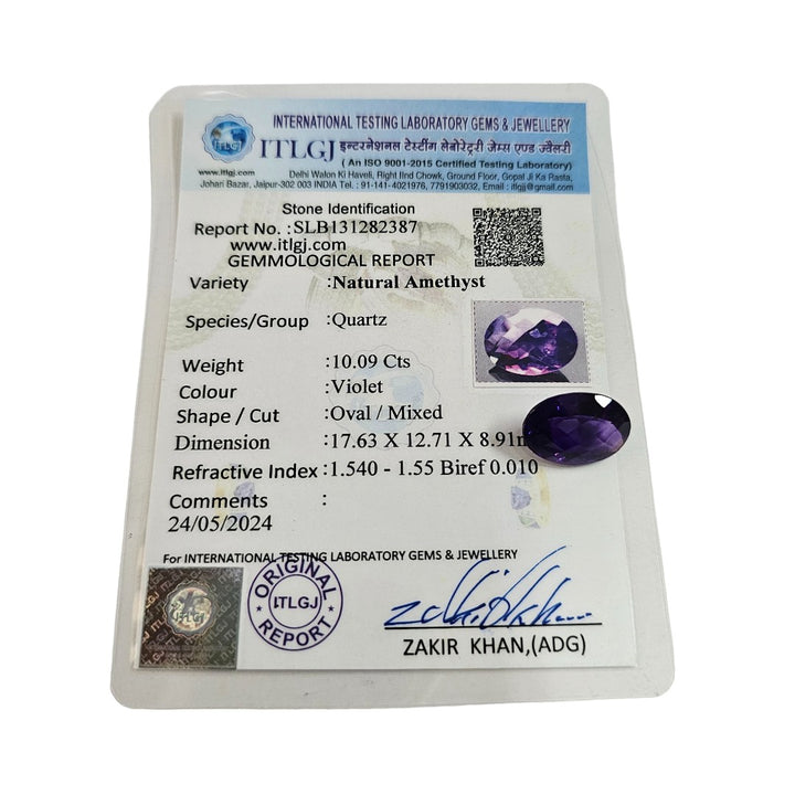 Certified Amethyst 10.09 Carats