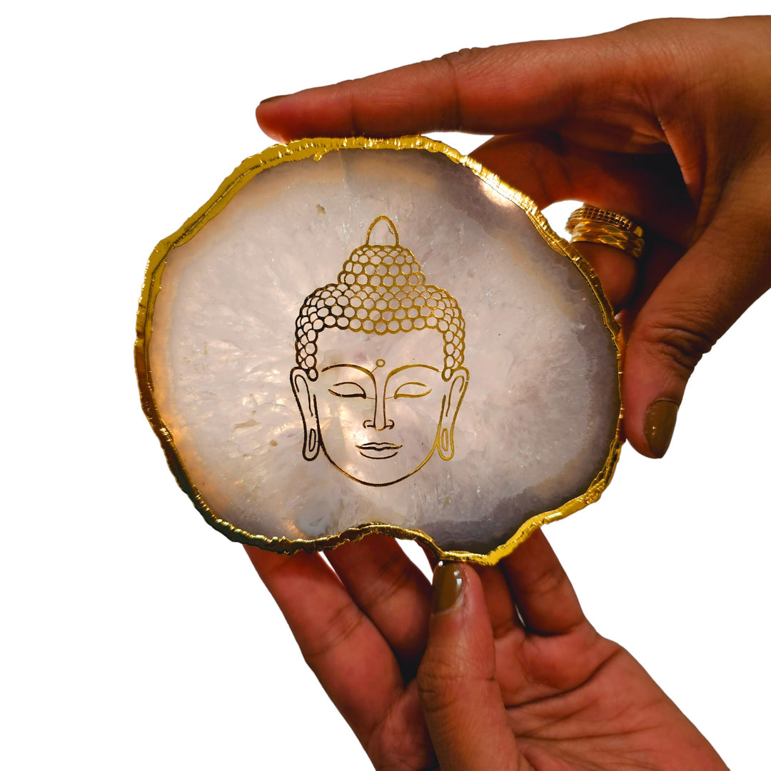 Agate Buddha Electroplated with stand (AgateBuddha1)