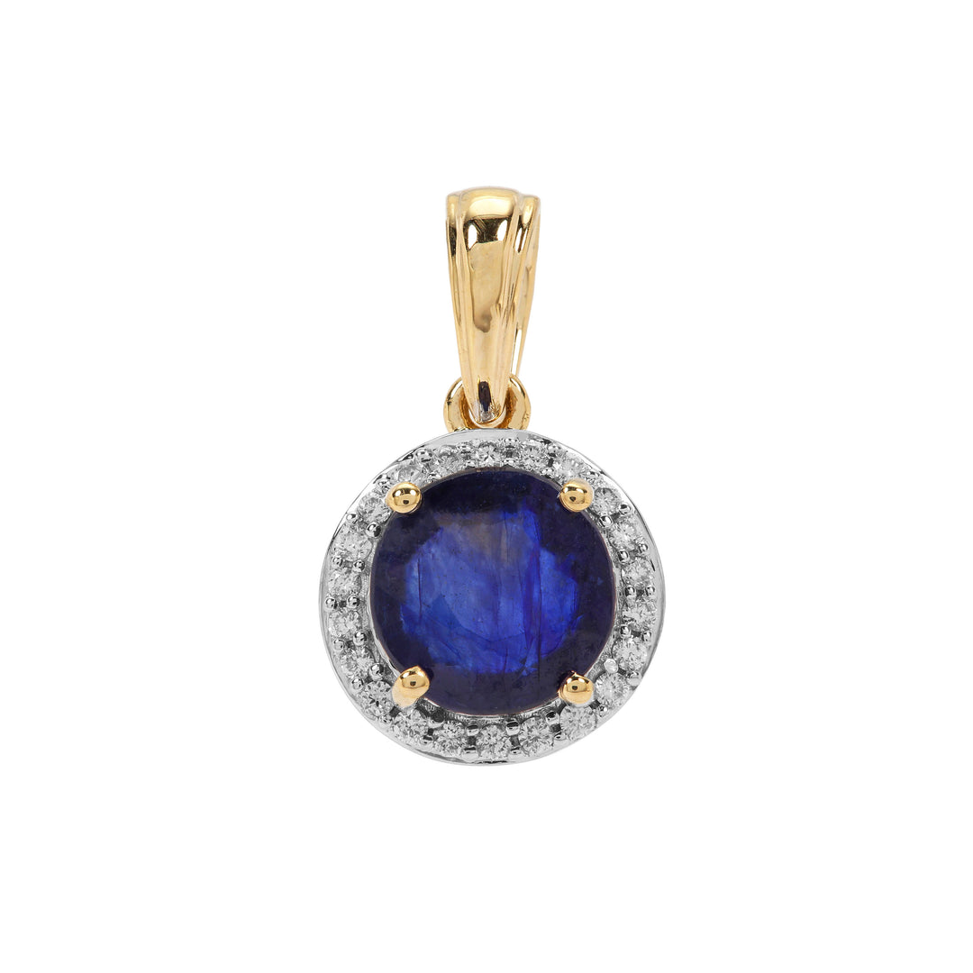 Classic Gold Pendant with Blue Sapphire and Diamond(BGNK52)