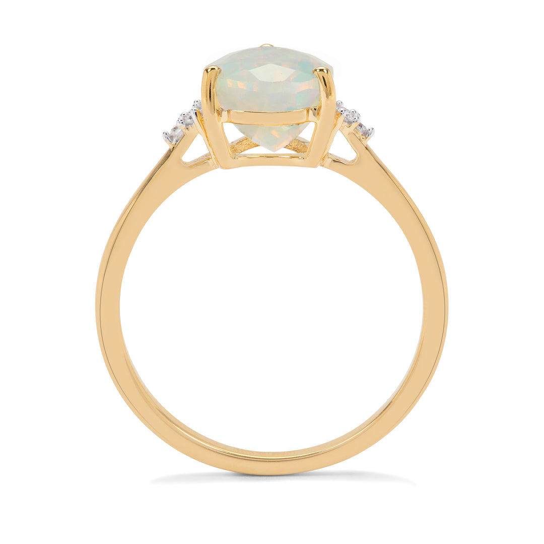 Gleaming Opal Diamond Ring in 14k Gold(BNNK87)