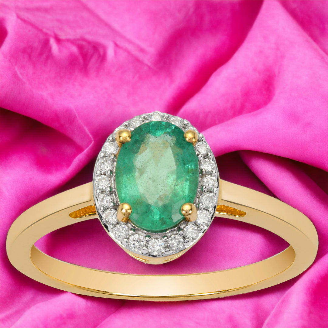 Emerald and Diamond Ring in 14KY Gold(BZNK25E)