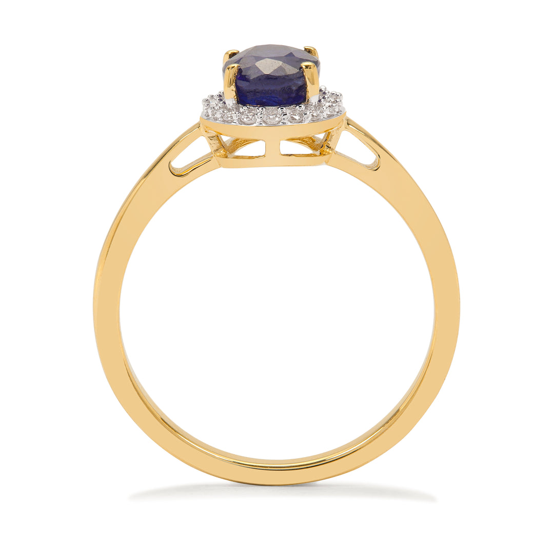 Classic Gold Ring with Blue Sapphire and Diamond(BZNK25)