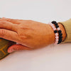 Set of 2 Bracelets in Rose Quartz and Black Lava