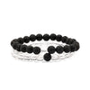 Set of 2 Bracelets in Clear Quartz(Sphatik) and Black Lava