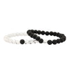 Set of 2 Bracelets in Clear Quartz(Sphatik) and Black Lava