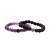 Set of 2 Bracelets in Amethyst and Black Lava (8mm)