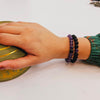 Set of 2 Bracelets in Amethyst and Black Lava (8mm)