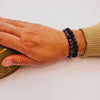 Set of 2 Bracelets in Amethyst and Black Lava (8mm)