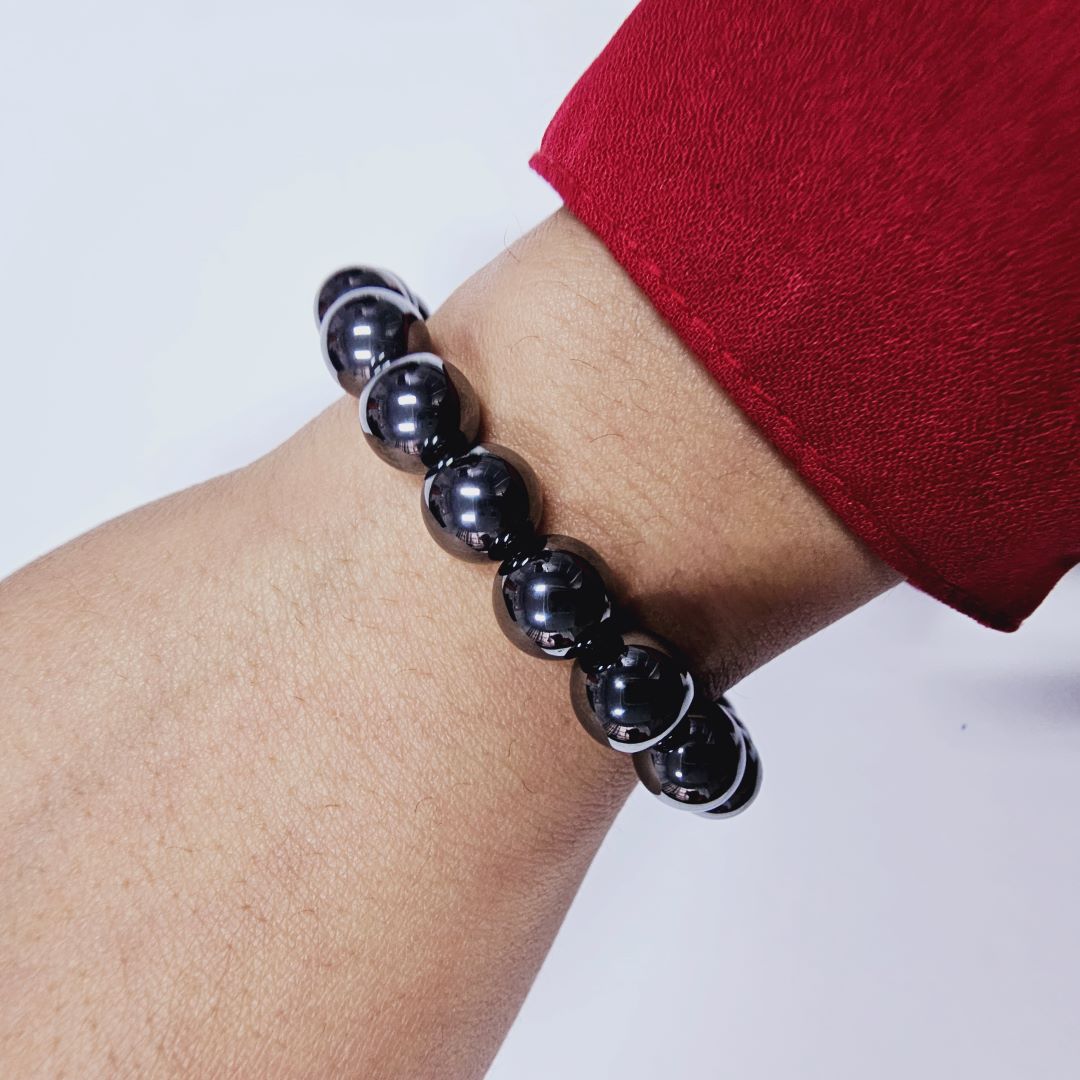 Black Hematite Smooth Bracelet for Healing and Protection