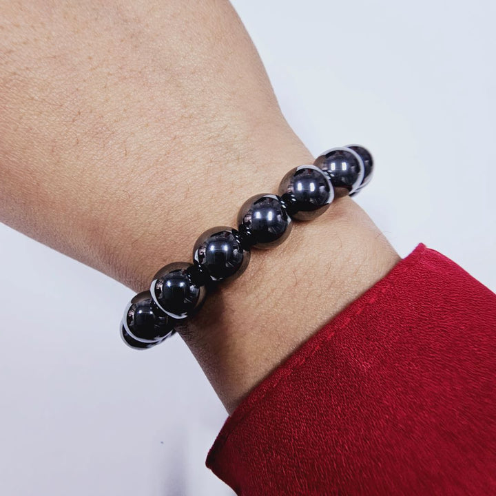 Black Hematite Smooth Bracelet for Healing and Protection