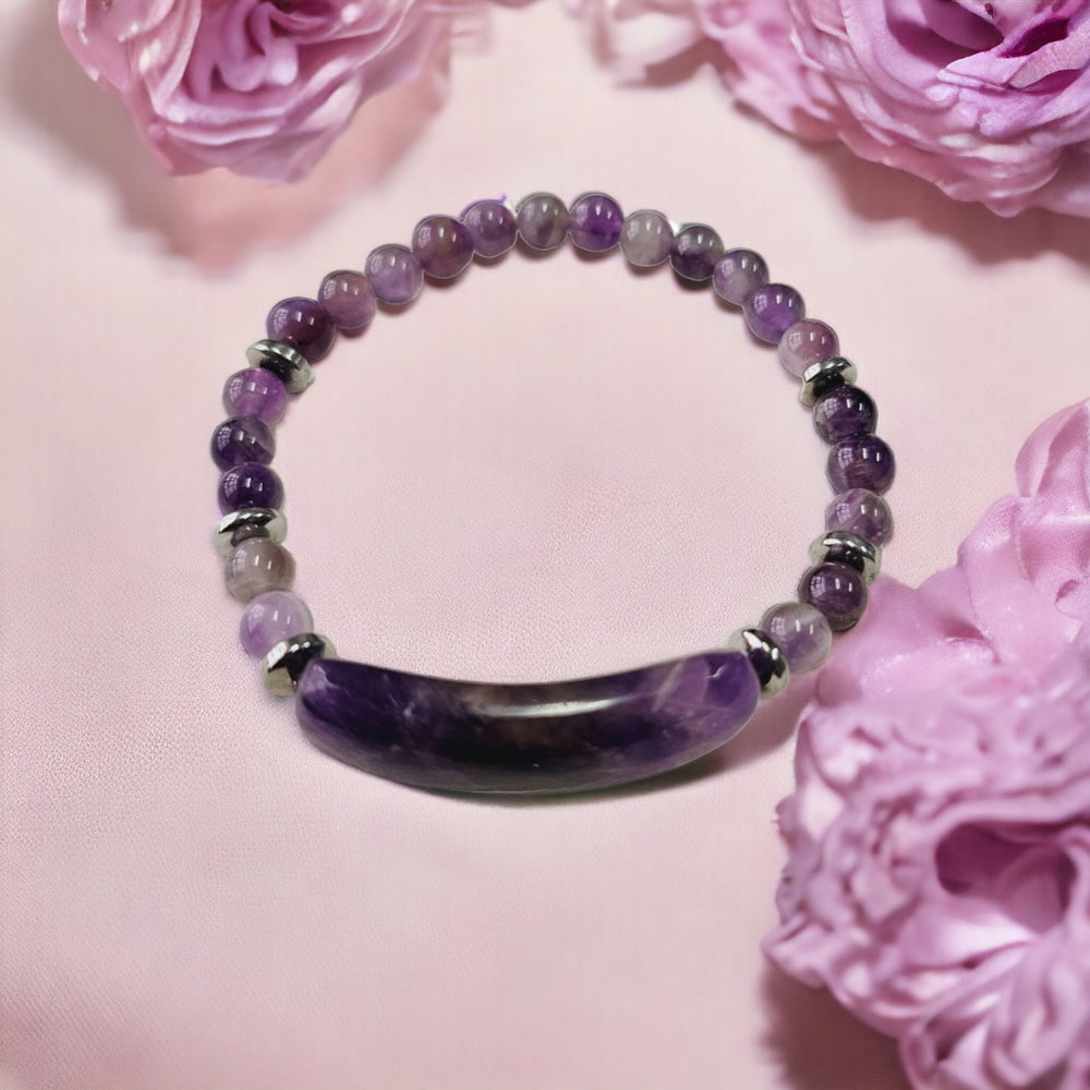 Designer Bracelet in Amethyst and Hematite