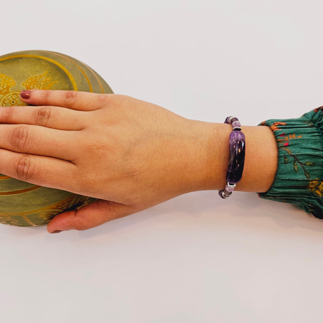 Signature Bracelet in Amethyst and Hematite