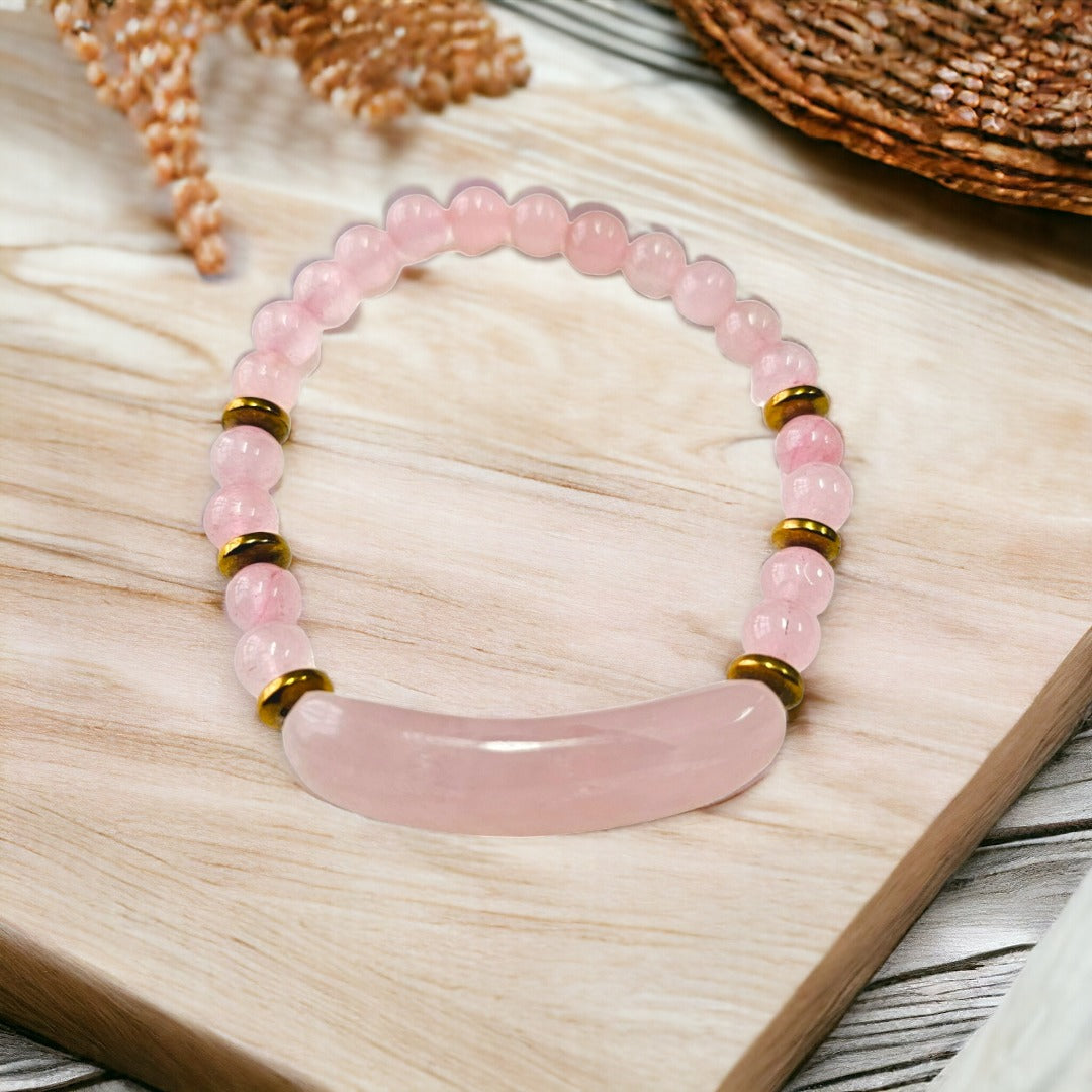 Signature Bracelet in Rose Quartz and Haematite