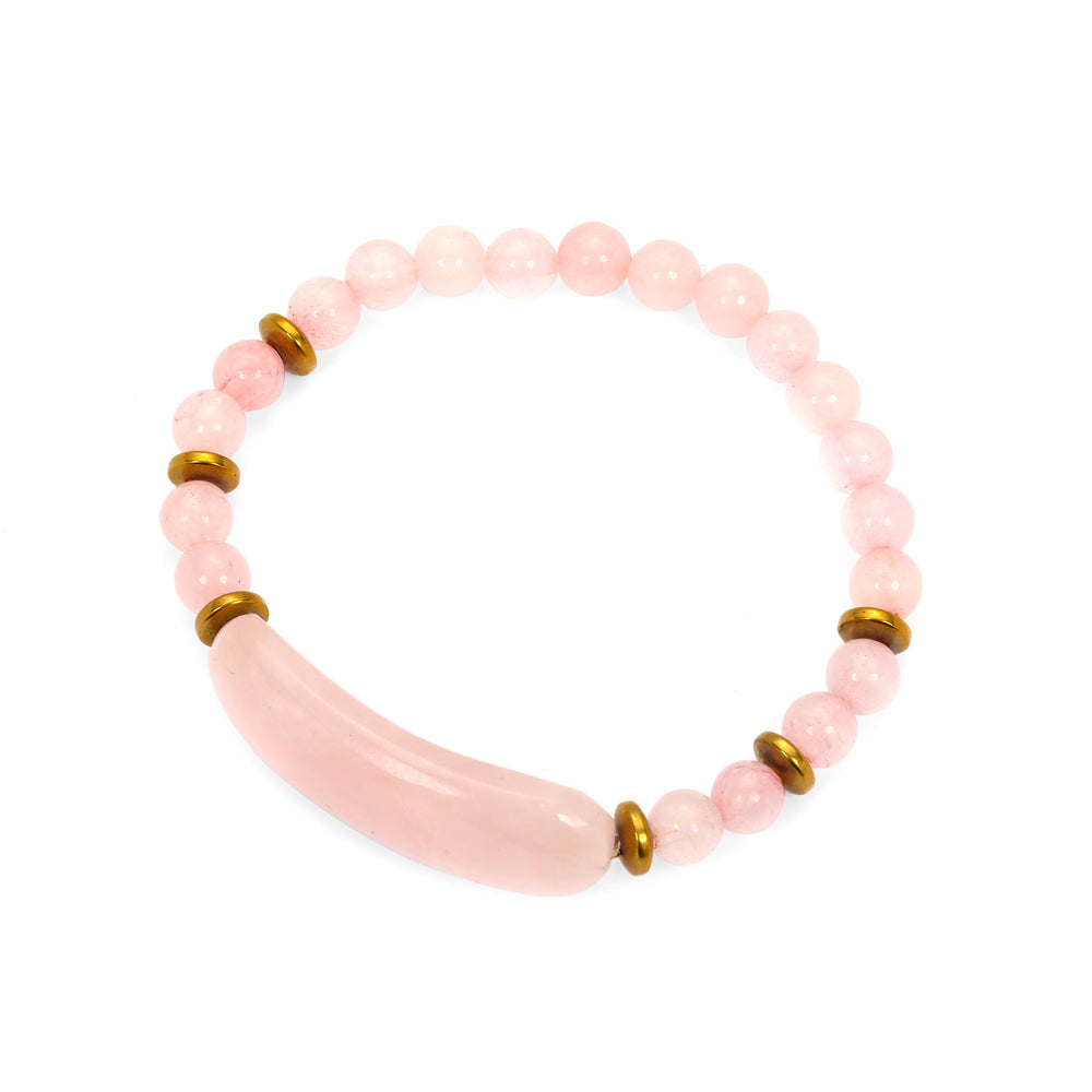 Designer Bracelet in Rose Quartz and Hematite