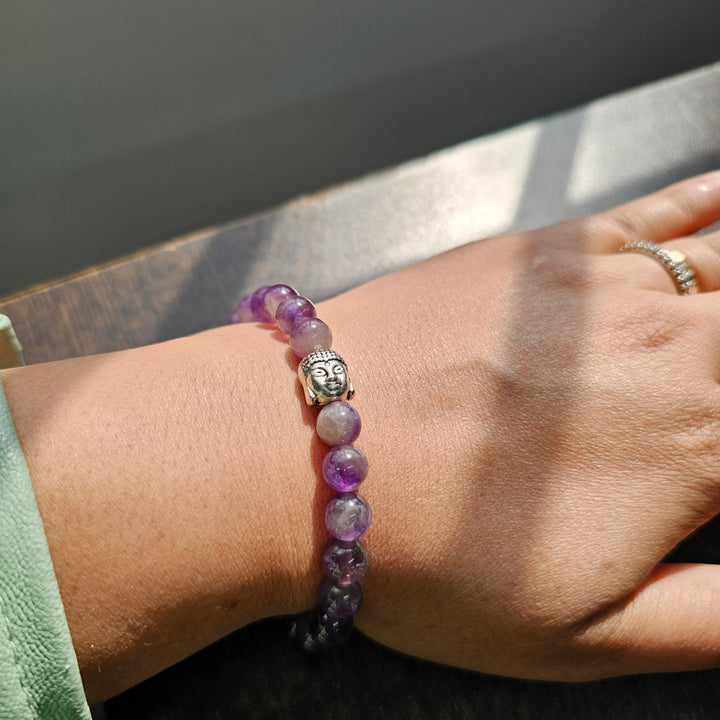 Amethyst Bracelet with Buddha Head