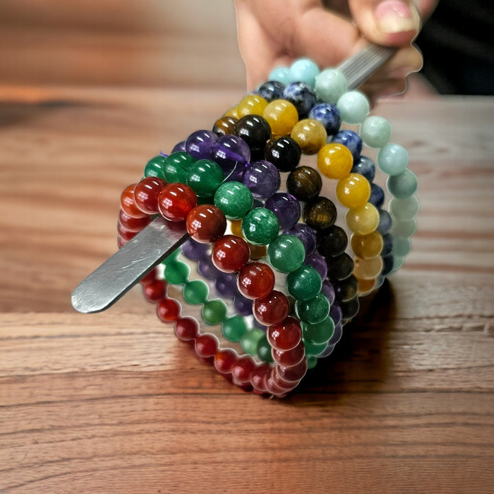 Set of 7 Natural Gemstones Bracelets for Success, Prosperity and Love
