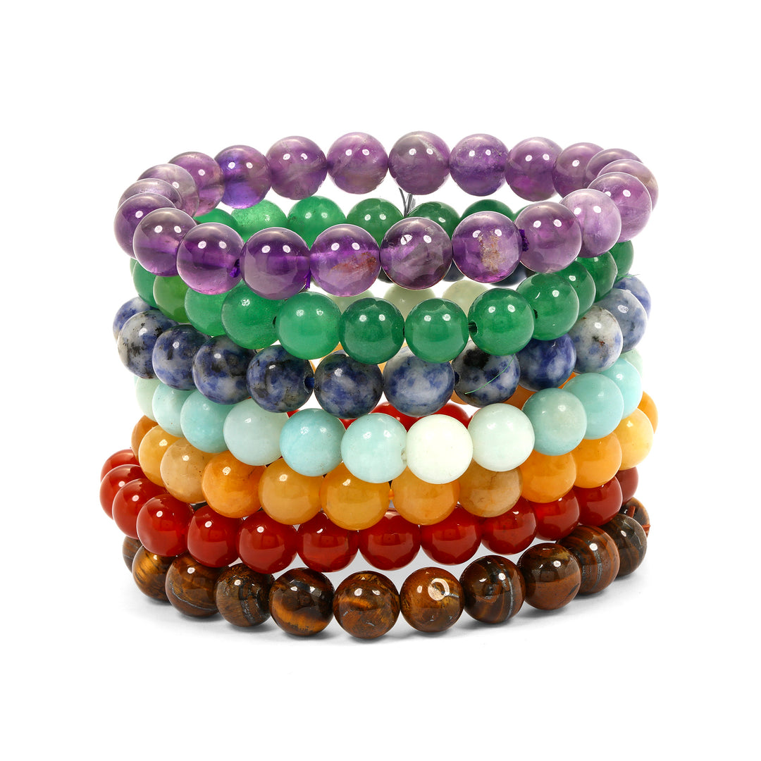 Set of 7 Gemstones Bracelets for Success, Prosperity and Love