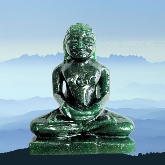 Bhagwan Mahavir Idol in Green Aventurine