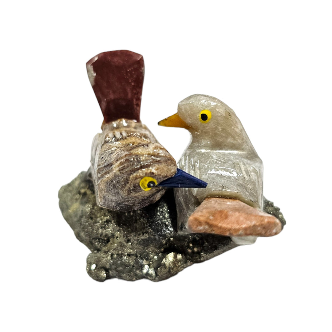 Carved Agate Bird on Pyrite (Birds1)