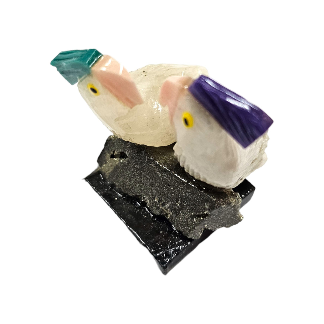 Carved Agate Bird on Pyrite (Birds2)