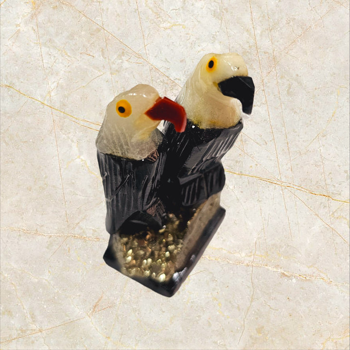 Carved Agate Bird on Pyrite (Birds3)