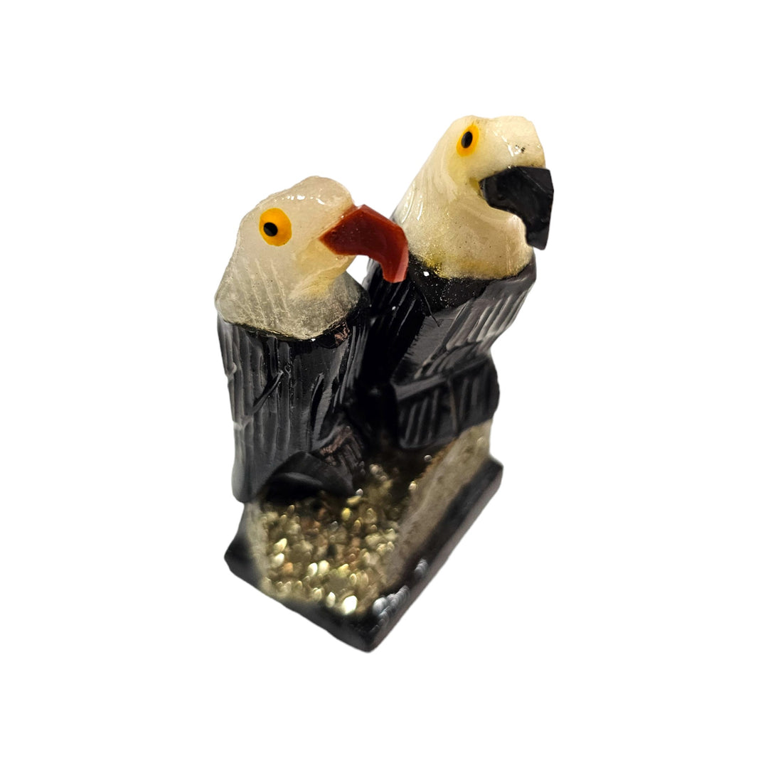 Carved Agate Bird on Pyrite (Birds3)