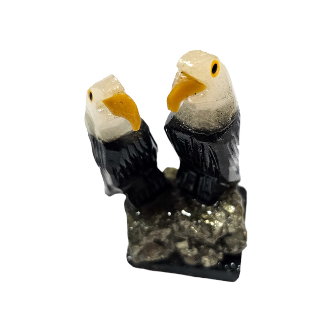 Carved Agate Penguin on Pyrite (Birds4)