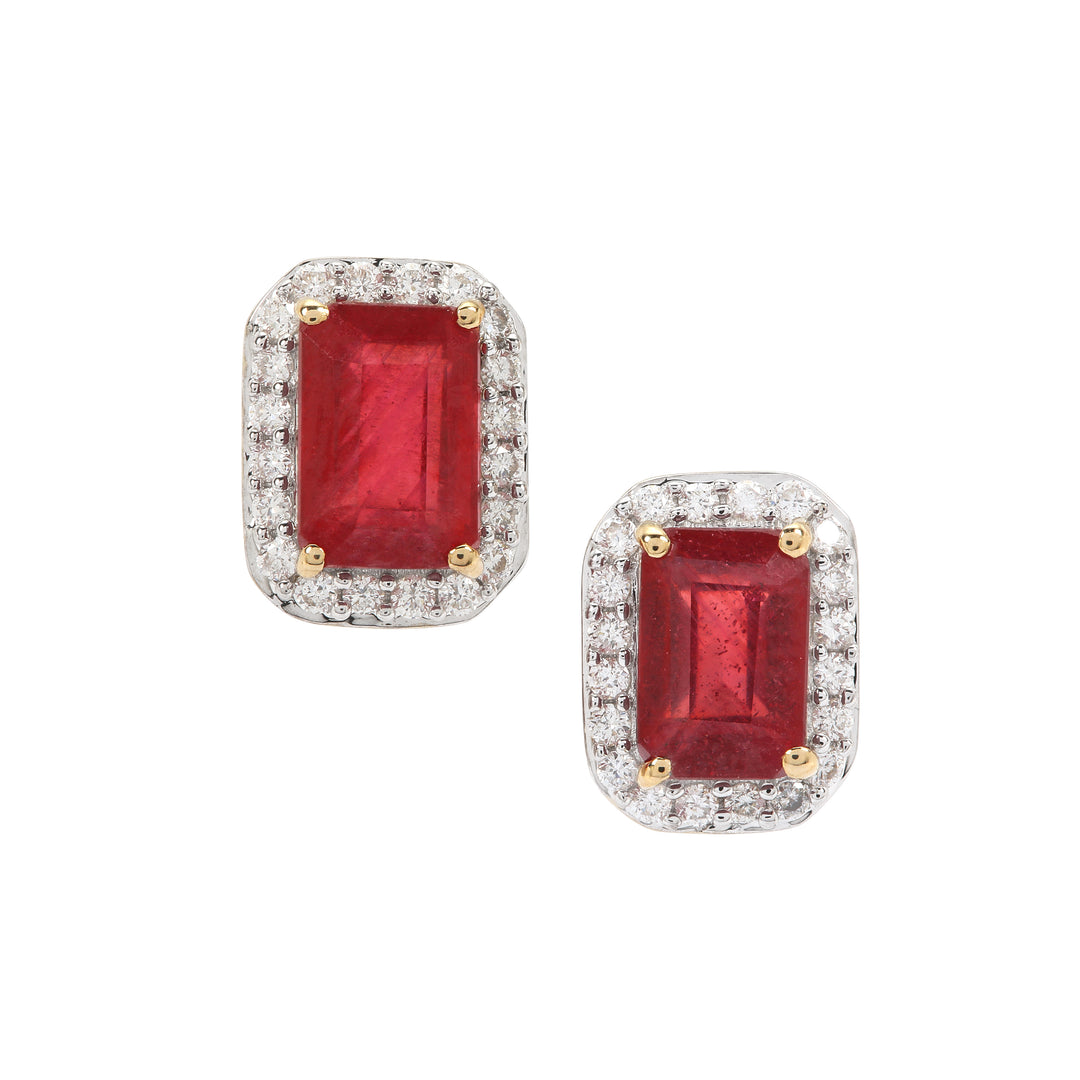 Classic Gold Earring with Ruby and Diamond(CLNK89)