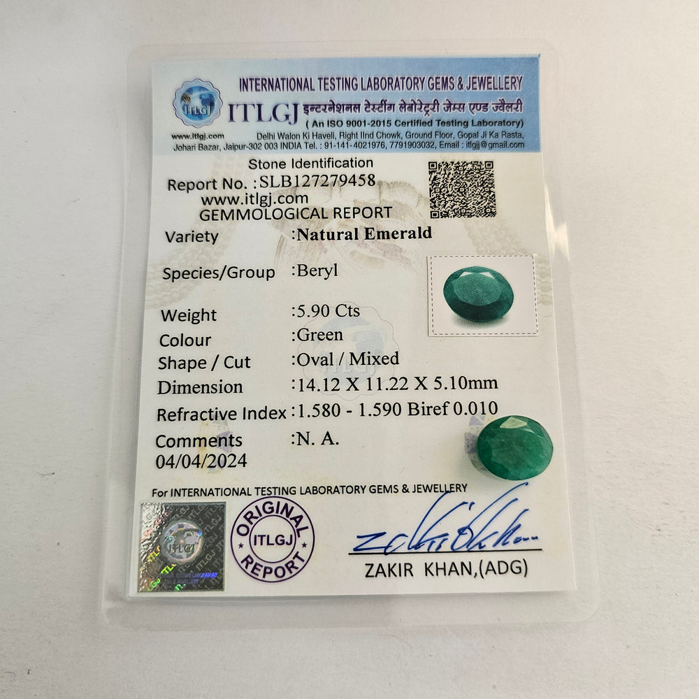 Certified Zambian Emerald (Panna) 5.90 Cts (6.49 Ratti) Zambia