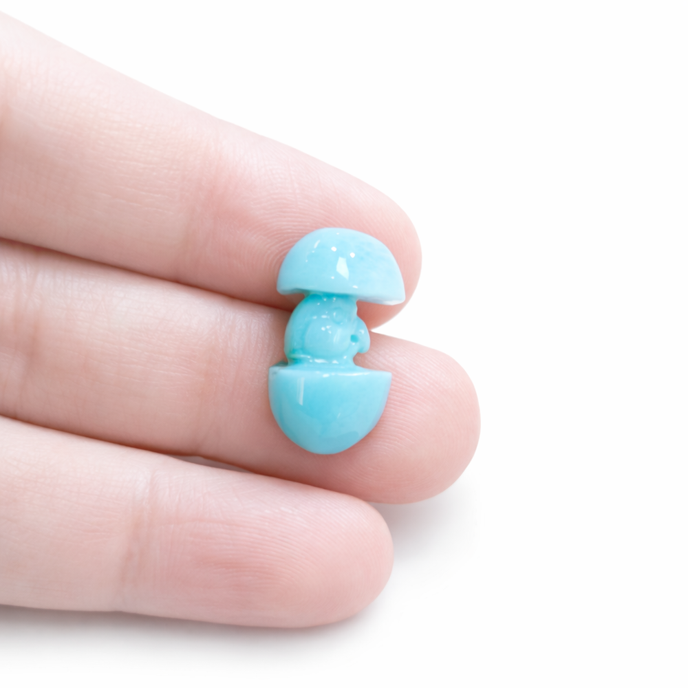 Larimar Parrot Carvings, sized at 19.71 × 11
