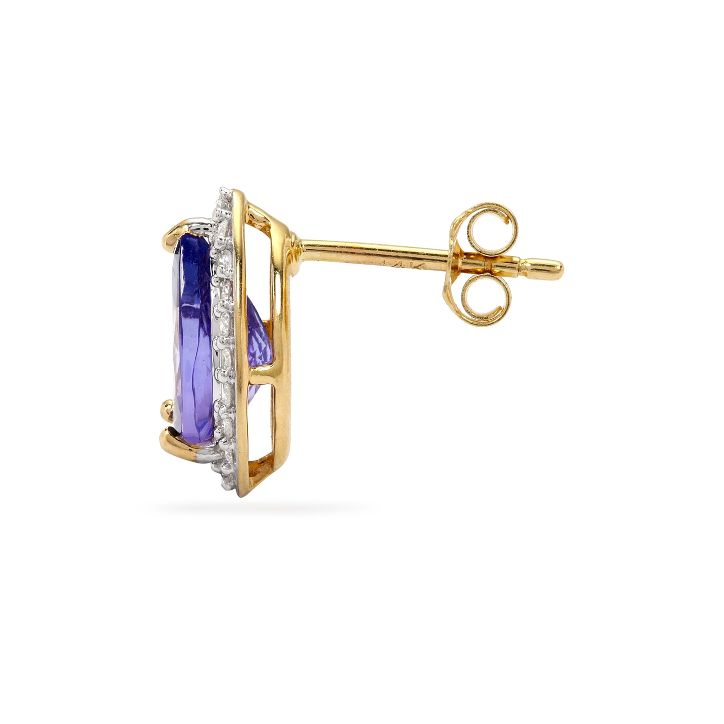 Tanzanite and Diamond Earring Studs in 14k Gold (DMNK14T)