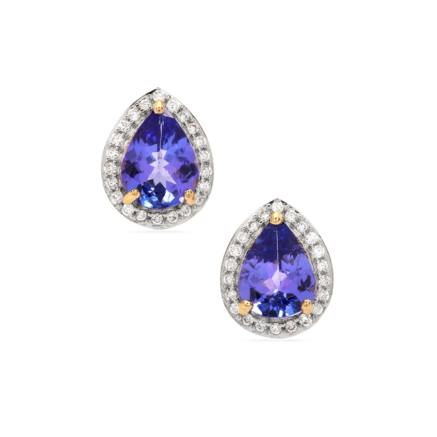 Tanzanite and Diamond Earring Studs in 14k Gold (DMNK14T)