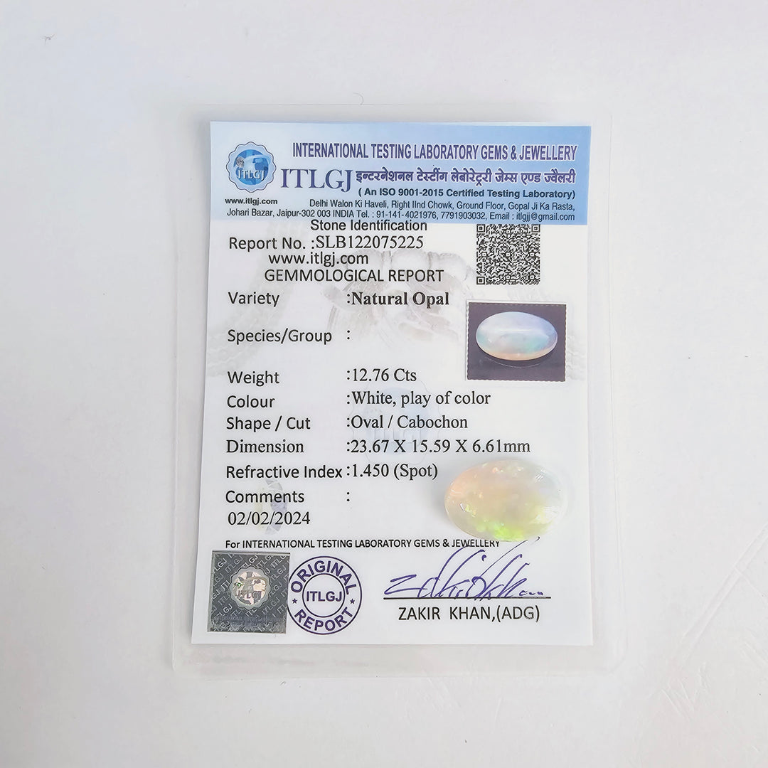 Certified Opal 12.49 Cts (13.73 Ratti)